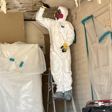 Hazardous material remediation work in progress